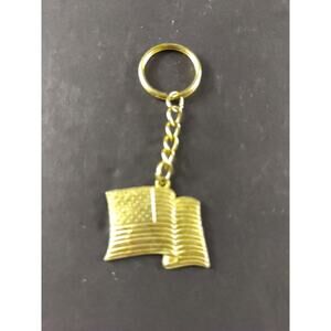 American Flag Light Weight Keychain Gold Color
